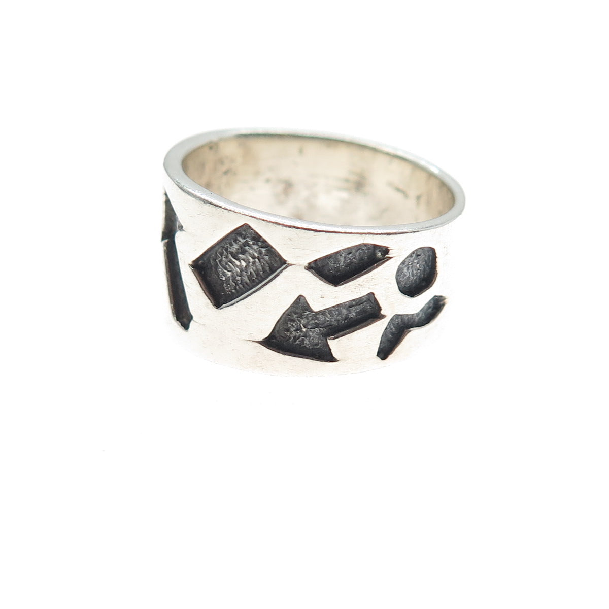 925 Sterling Silver Vintage Modernist Arrow Oxidized Ring Size 7
