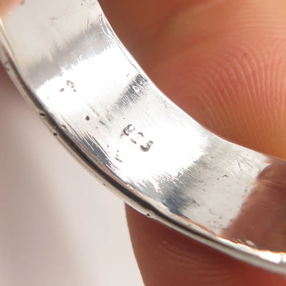 925 Sterling Silver Vintage Modernist Band Ring Size 13.75