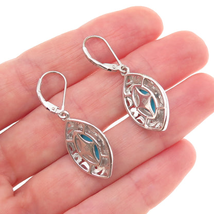 Chuck Clemency Sterling Silver Real Sleeping Beauty Turquoise Floral Earrings