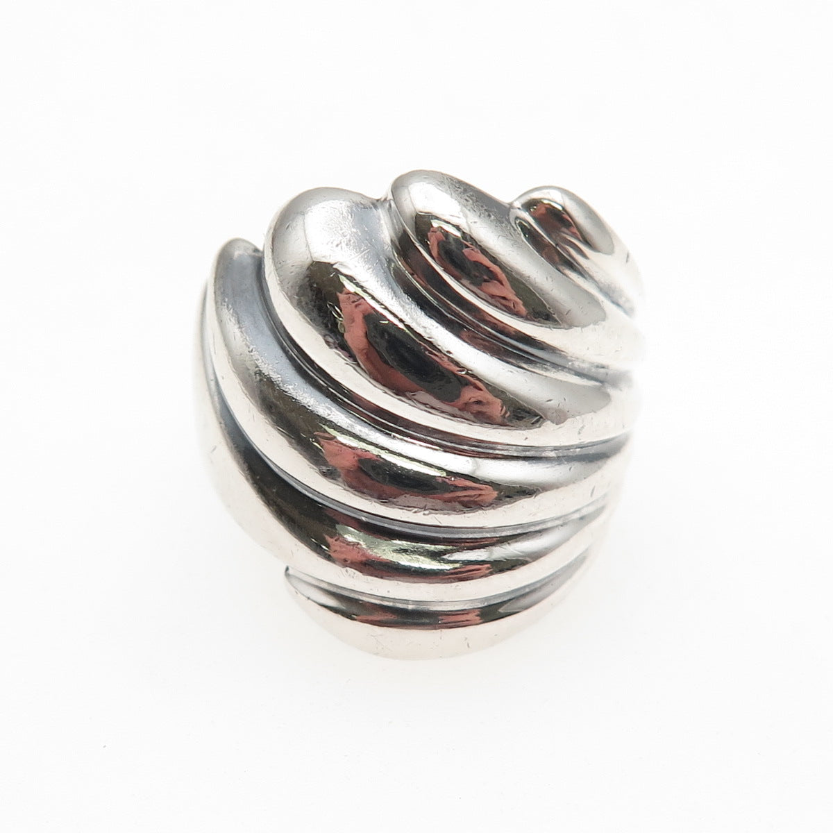 925 Sterling Silver Vintage Modernist Wing Oxidized Ring Size 7