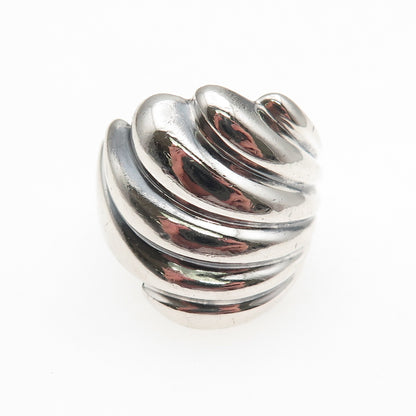 925 Sterling Silver Vintage Modernist Wing Oxidized Ring Size 7