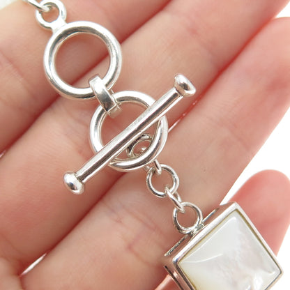 WHITNEY KELLY Sterling Silver Vintage Agate Turquoise Lapis MOP Bracelet 7-7.25"