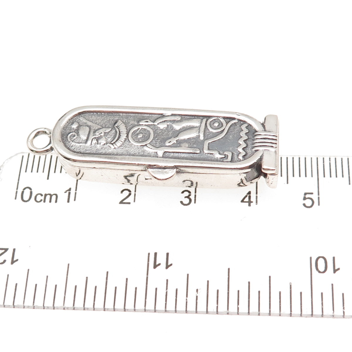800 Silver Vintage Egyptian Pharaoh Cartouche Oxidized Locket Charm Pendant