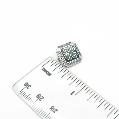 925 Sterling Silver Vintage Metal Illinois Enamel "Fifth" Clover Lucky Brooch