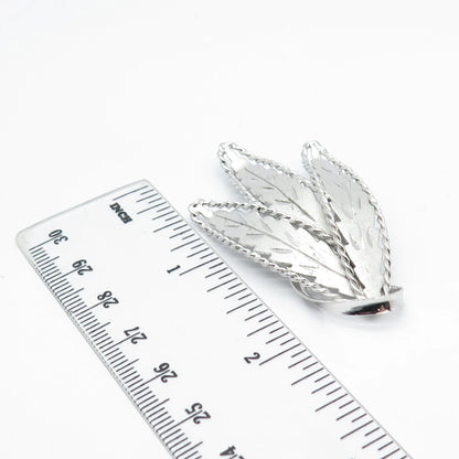 925 Sterling Silver Vintage Textured Leaf Pin Brooch