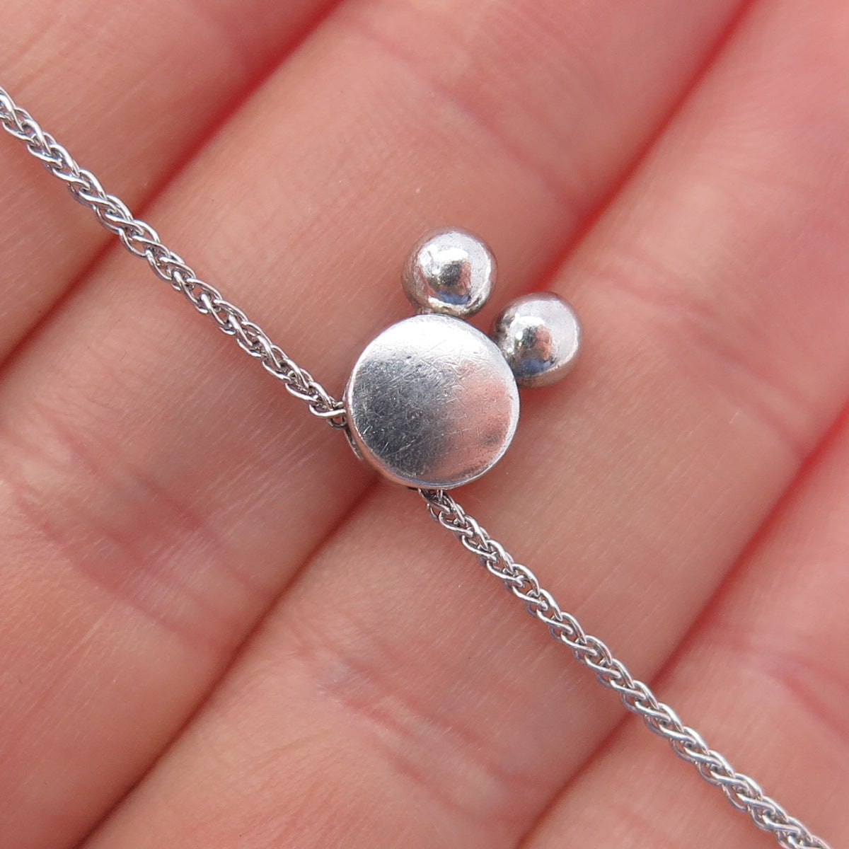 925 Sterling Silver 10K Gold Real Diamond Heartbeat Adjustable Bracelet 6-8.75"