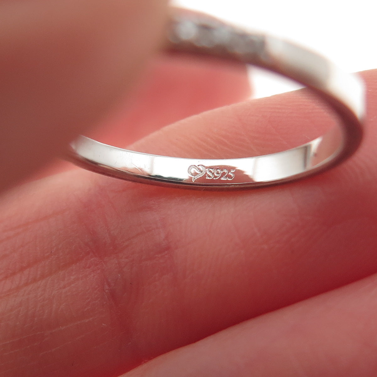 925 Sterling Silver Round-Cut C Z Half Eternity Stackable Band Ring Size 6.75