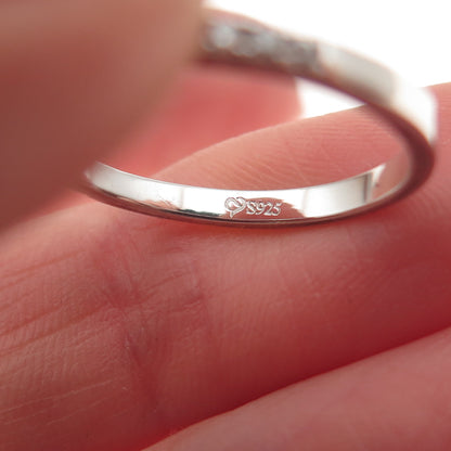 925 Sterling Silver Round-Cut C Z Half Eternity Stackable Band Ring Size 6.75