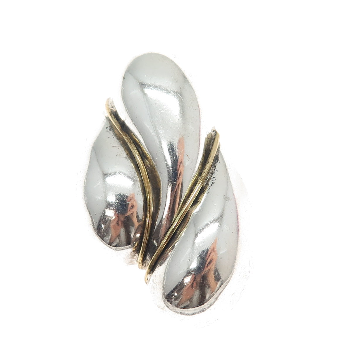 925 Sterling Silver 2-Tone Vintage Mexico Modernist Cloud Pin Brooch
