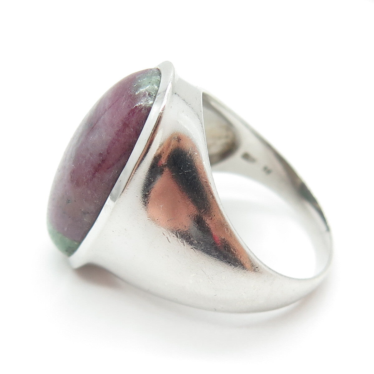 925 Sterling Silver Vintage Real Oval-Cut Zoisite Ruby Ring Size 11.25