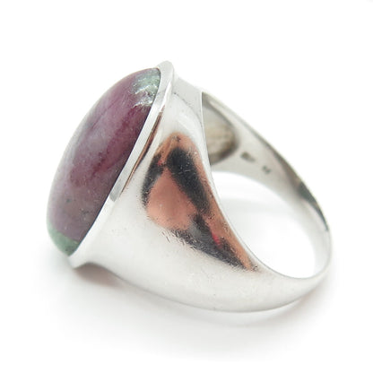 925 Sterling Silver Vintage Real Oval-Cut Zoisite Ruby Ring Size 11.25