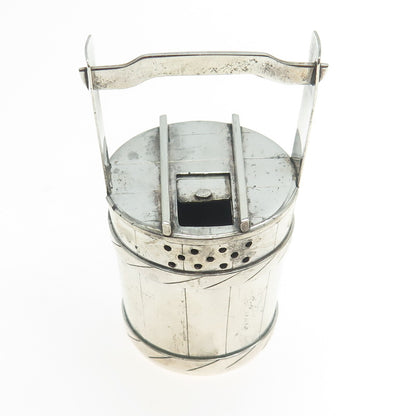 950 Silver Antique Japan Water Bucket SET of 2 Salt & Pepper Shakers