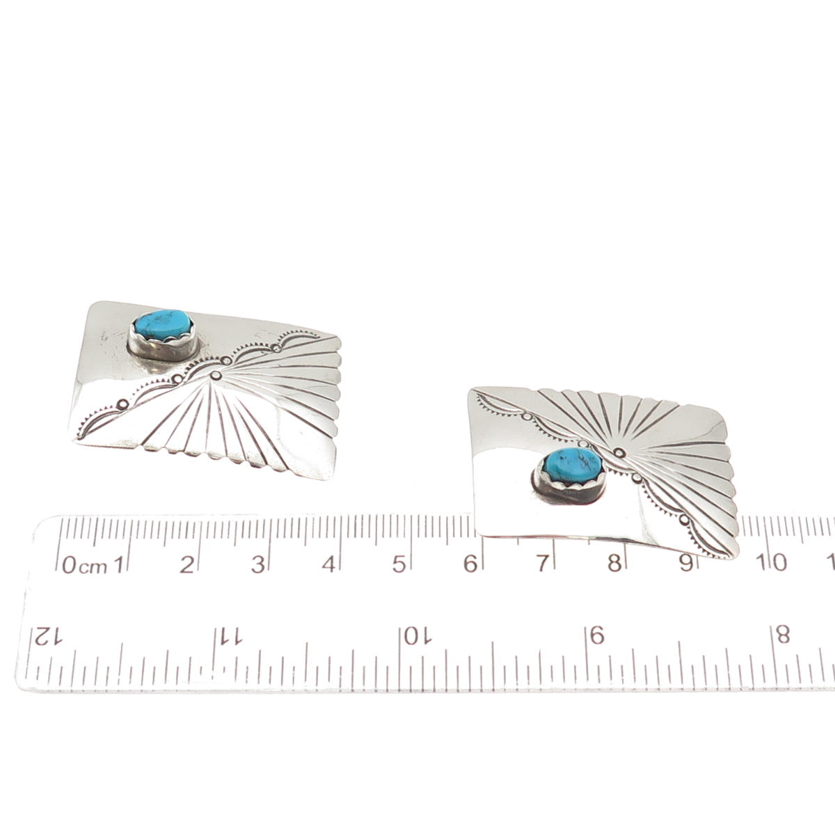 Old Pawn 925 Sterling Silver Vintage Southwestern Turquoise Snake Eye Earrings