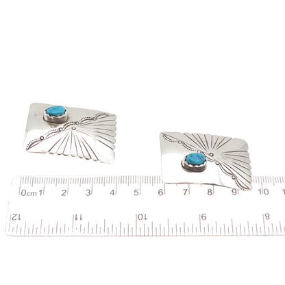 Old Pawn 925 Sterling Silver Vintage Southwestern Turquoise Snake Eye Earrings