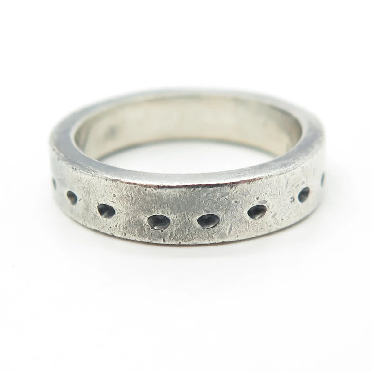 925 Sterling Silver Vintage All Around Dotted Band Ring Size 6.75