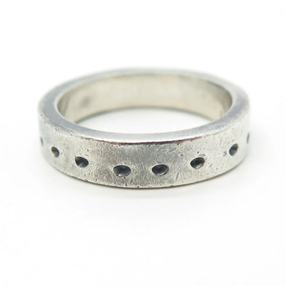 925 Sterling Silver Vintage All Around Dotted Band Ring Size 6.75
