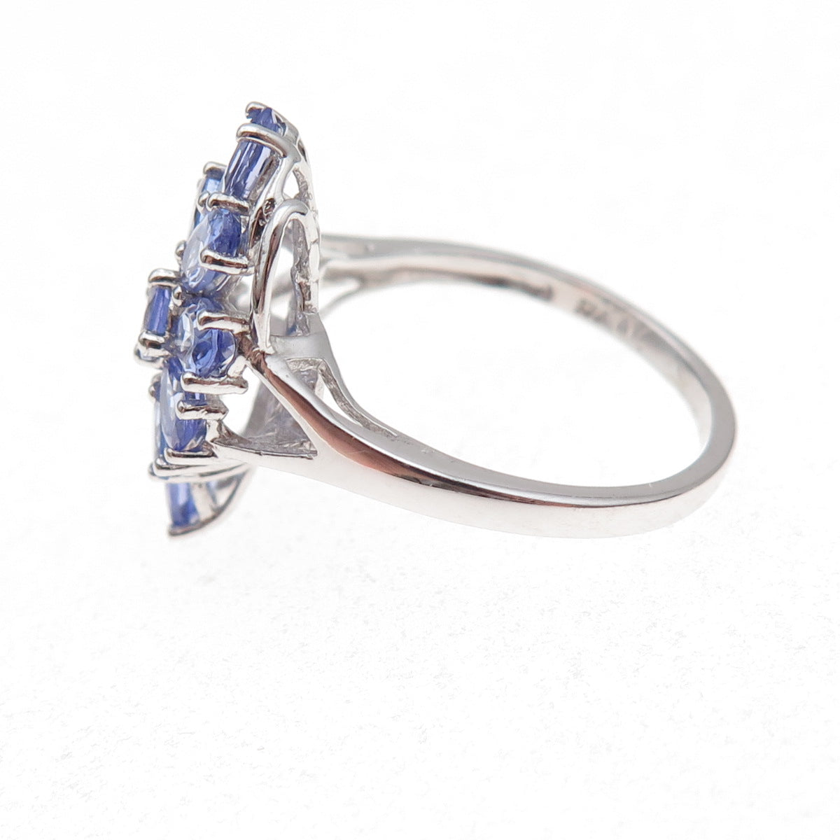 Chuck Clemency 925 Sterling Silver Real Oval & Round-Cut Tanzanite Ring Size 8