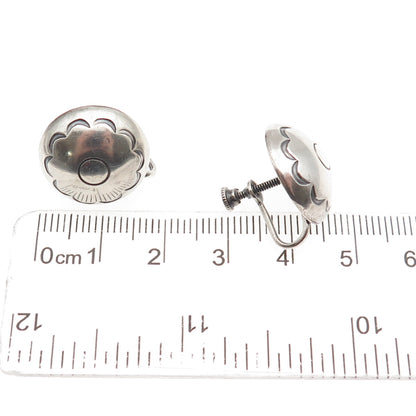 Old Pawn 925 Sterling Silver Vintage Southwestern Concho Screw Back Earrings