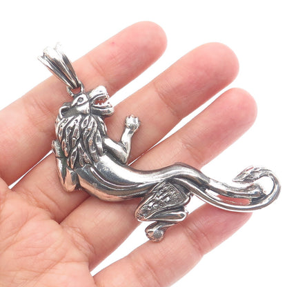 FRENCH & FRANKLIN 925 Sterling Silver Vintage Lion Oxidized Pendant