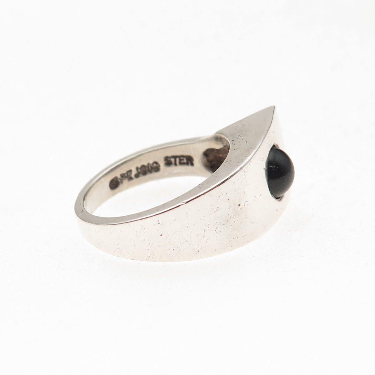 Pejois 925 Sterling Silver Vintage Real Black Onyx Modernist Ring Size 7