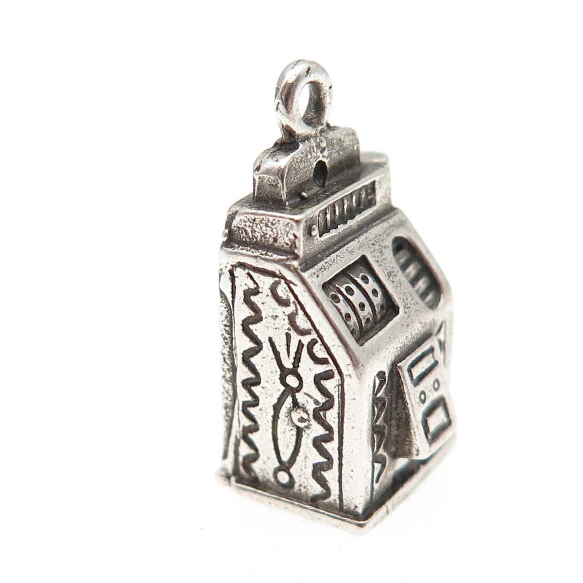 MAISELS INDIAN Old Pawn 925 Sterling Vintage Slot Machine 3D Mini Charm Pendant