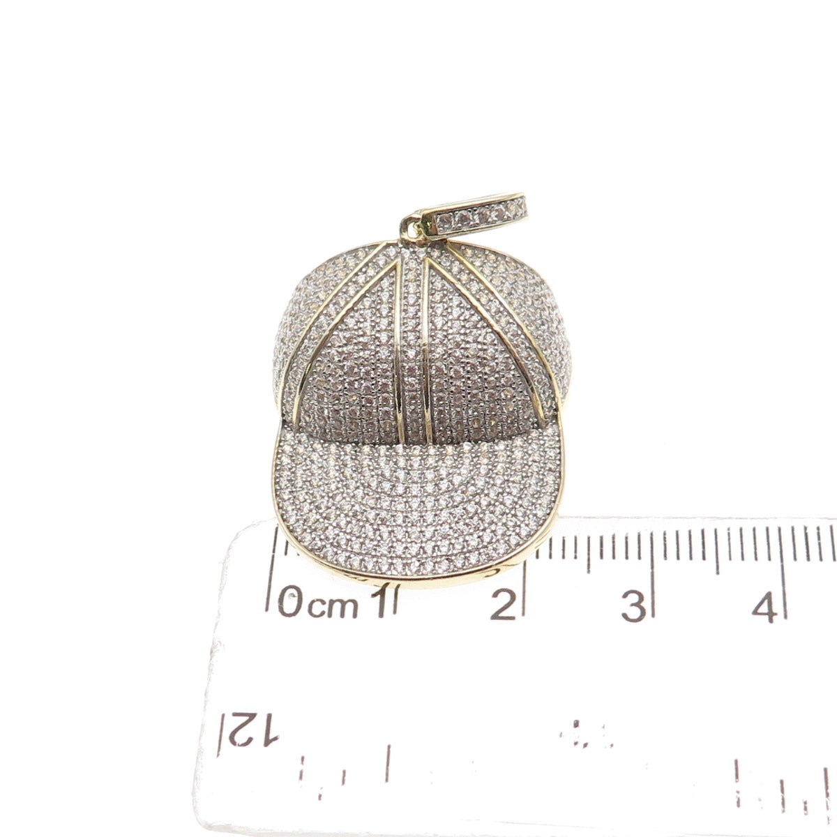 925 Sterling Silver Gold Plated Round-Cut C Z Cap Charm Pendant