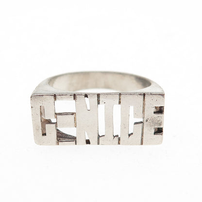 925 Sterling Silver Vintage Genice Name Ring Size 9.5