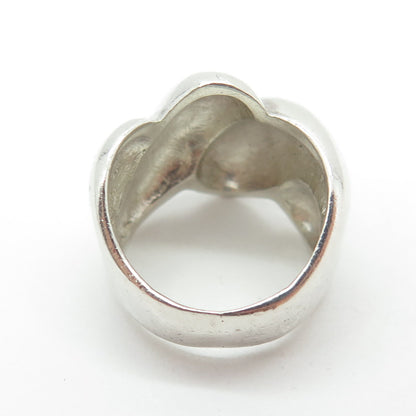 925 Sterling Silver Vintage Modernist Puffy Ring Size 7