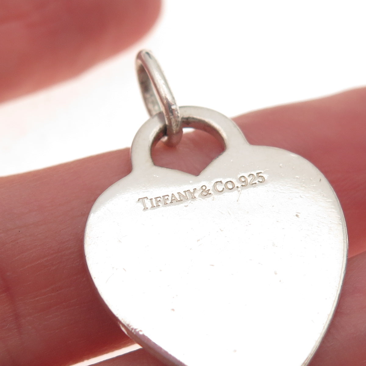 Tiffany & Co. 925 Sterling Silver Vintage Engraved Heart Tag Charm Pendant