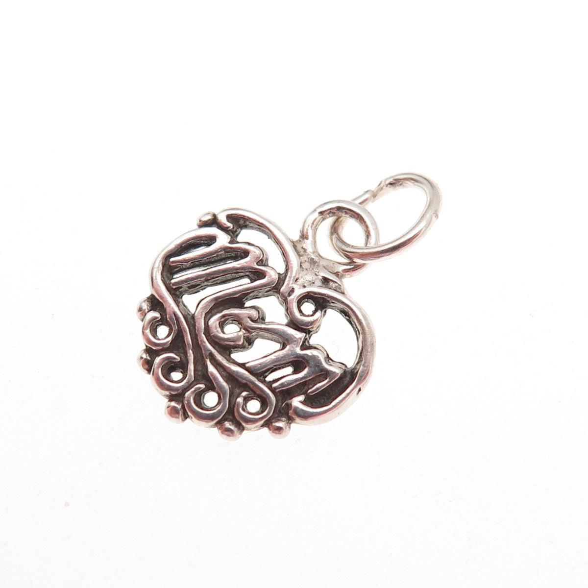 Sunwest 925 Sterling Silver Vintage Mom Heart Oxidized Mini Charm Pendant