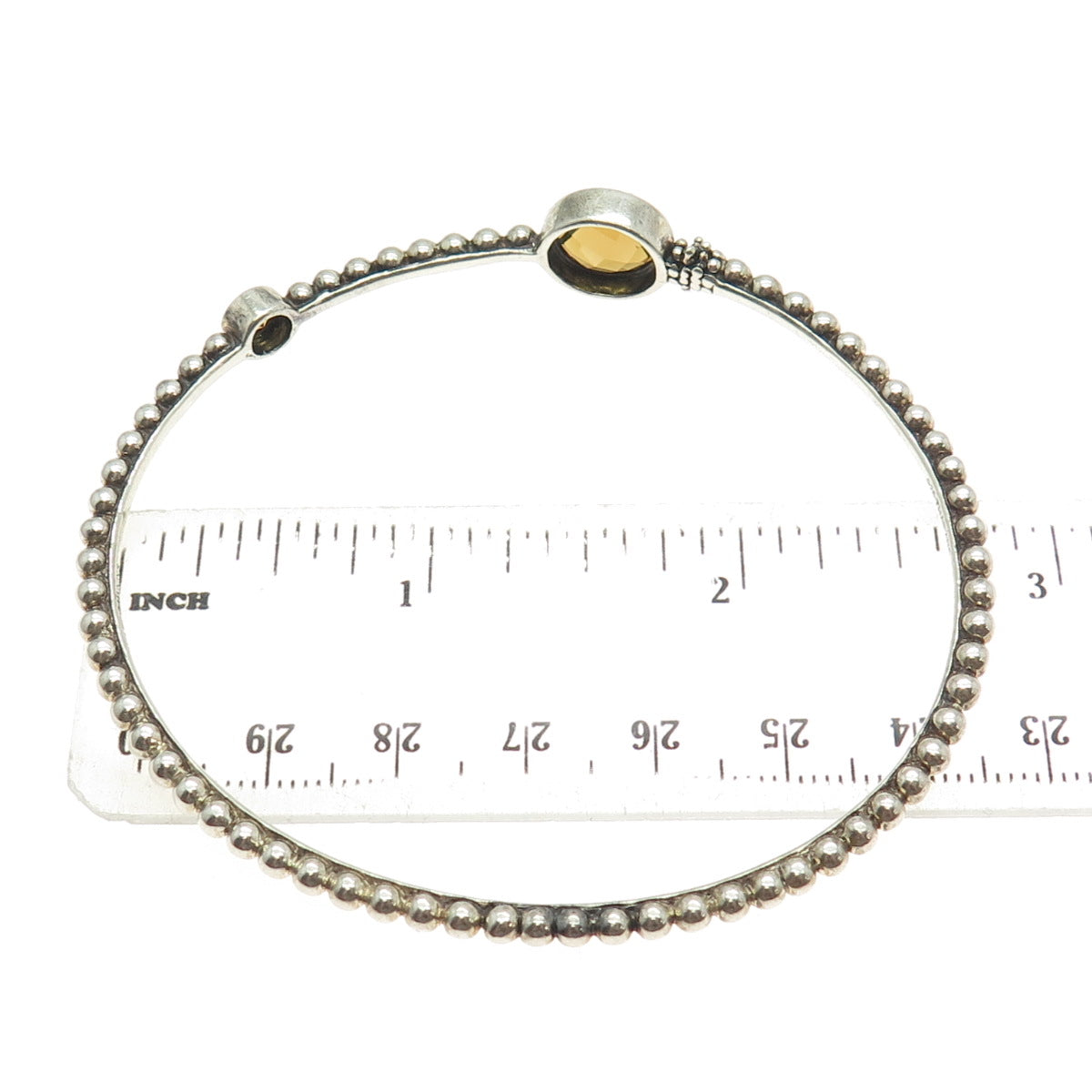 MICHAEL DAWKINS 925 Sterling Silver Real Citrine Beaded Link Bangle Bracelet 8"