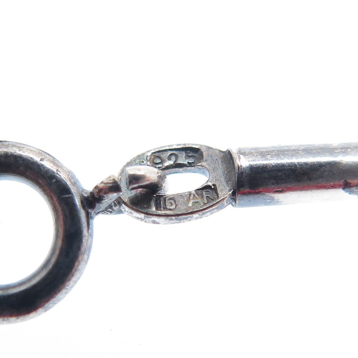 925 Sterling Silver Vintage Italy Cross Pendant Bar Chain Oxidized Necklace 28"