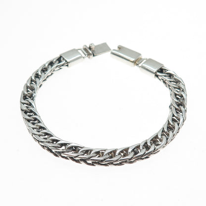 925 Sterling Silver Vintage Double Curb Oxidized Link Bracelet 7"