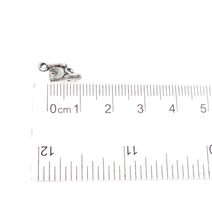 SUNWEST 925 Sterling Silver Vintage Real Diamond Shoe Minimalist 3D Pendant