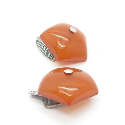 875 Silver Vintage Real Amber Moscow 1980 Olympic Games Cufflinks