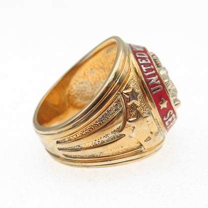Franklin Mint 925 Sterling Silver Gold Plated Vintage Enamel 9/11 Ring Size 10