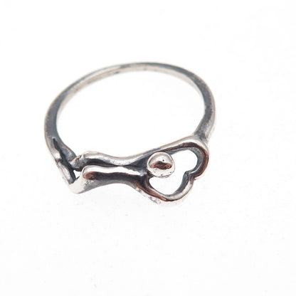 925 Sterling Silver Vintage Heart Erotic Scene Oxidized Ring Size 6