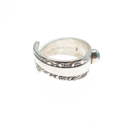 TOWLE 925 Sterling Vintage Sleeping Beauty Turquoise Adjustable Ring Size 4.5