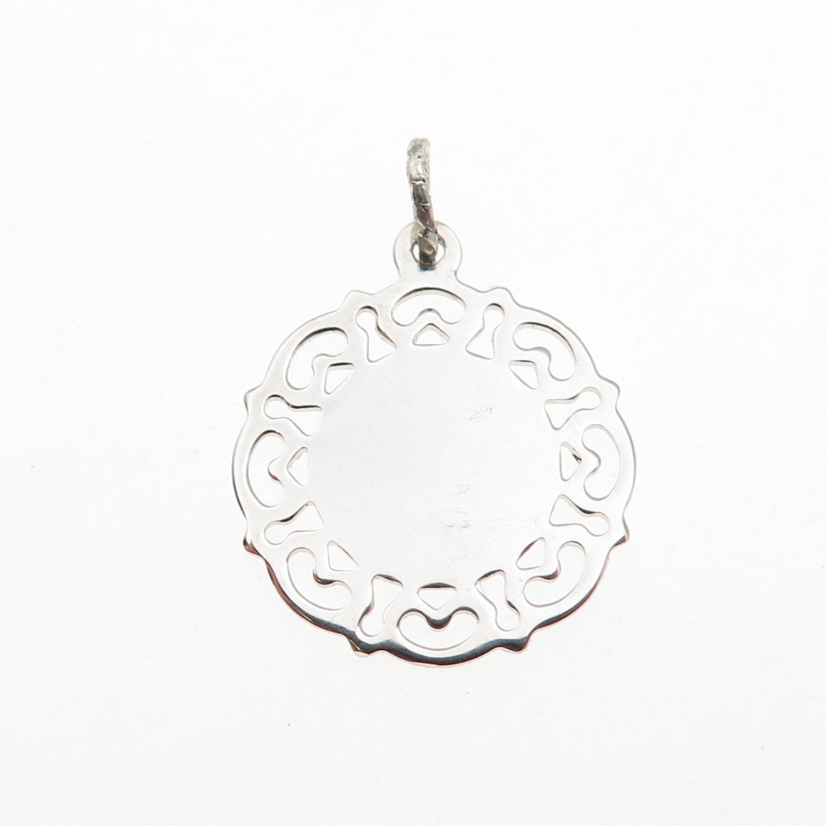 BEAU 925 Sterling Silver Vintage Floral Ornate Tag Mini Charm Pendant
