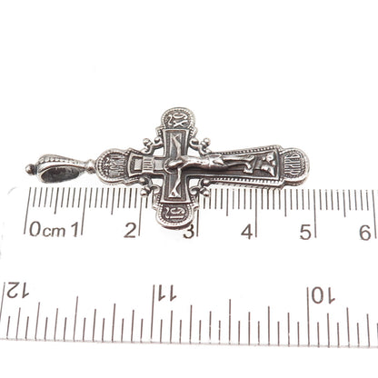 925 Sterling Silver Vintage Eastern Orthodox Crucifix Cross Pendant