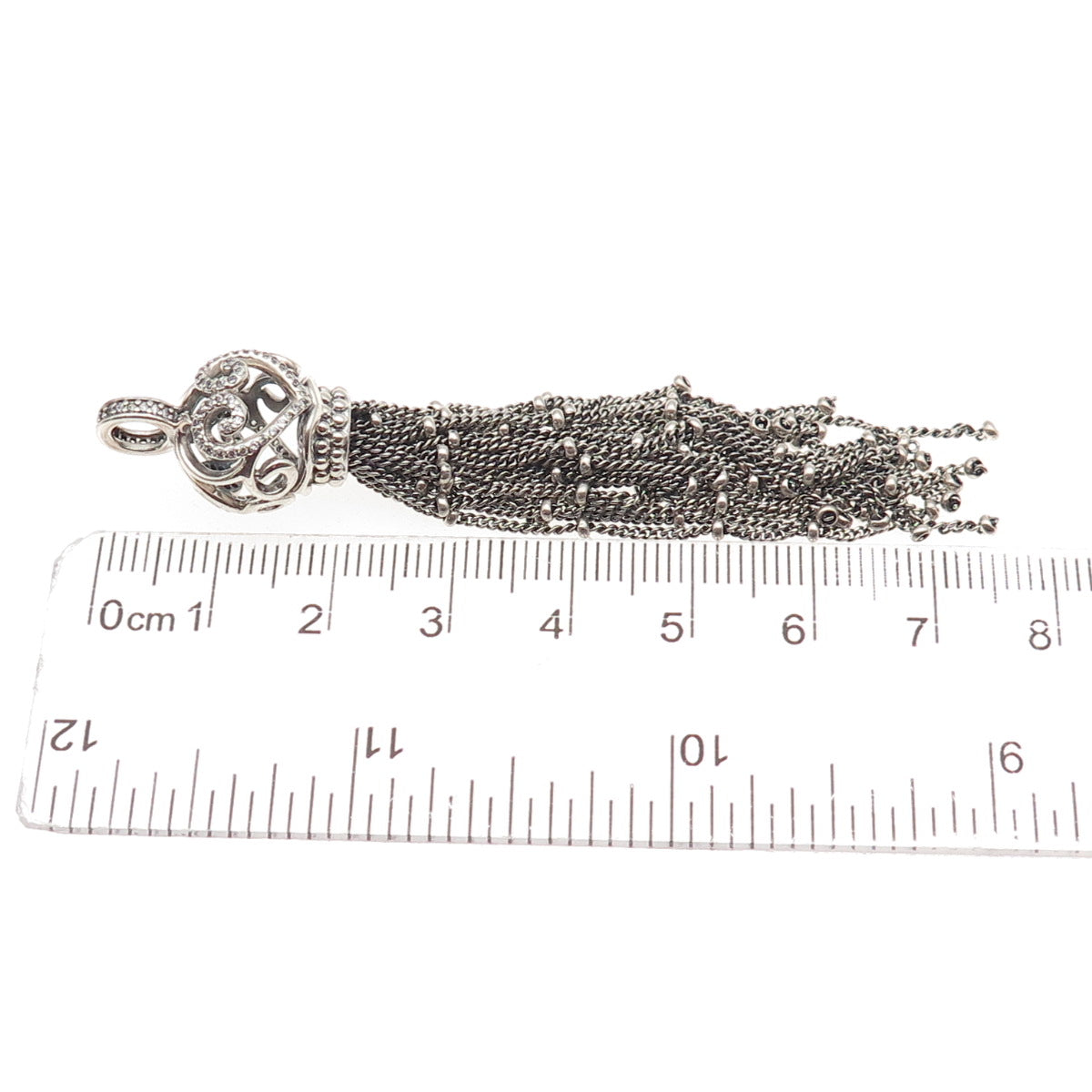 Pandora 925 Sterling Silver C Z Oriental Large Tassel Pave Dangle Charm