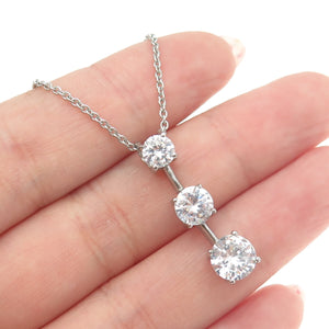 925 Sterling Silver Round-Cut C Z Graduated Drop Cable Chain Necklace 16"