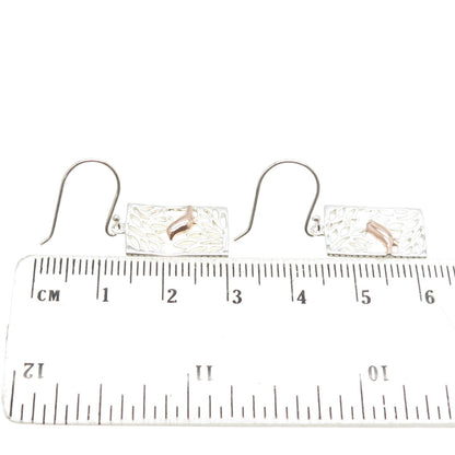 925 Sterling Silver 2-Tone Bird Dangling Earrings