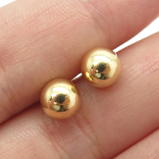 925 Sterling Silver Gold Plated Ball Stud Earrings