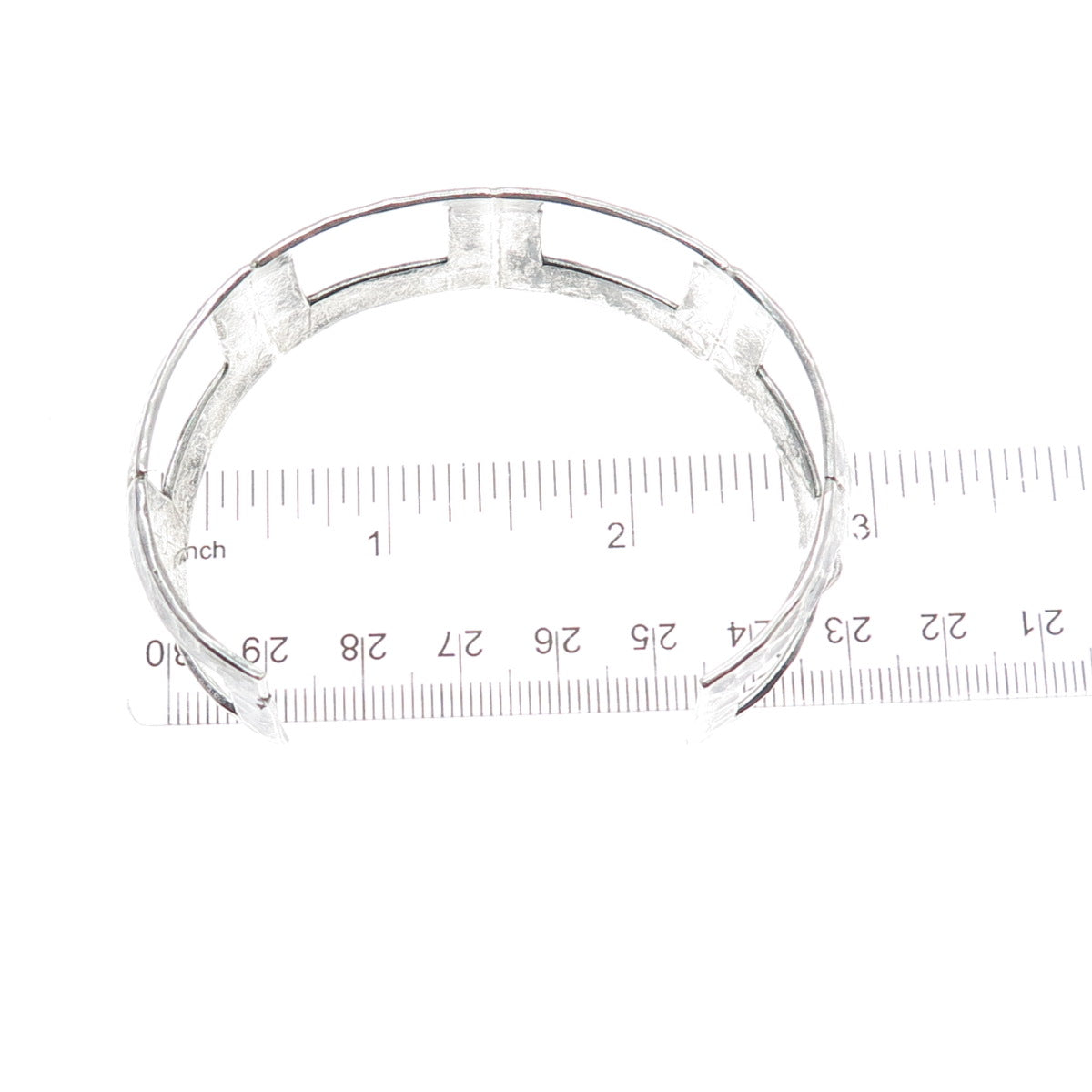 925 Sterling Silver Vintage Modernist Hammered Oxidized Adjustable Bracelet 7.5"