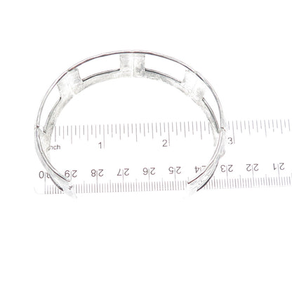 925 Sterling Silver Vintage Modernist Hammered Oxidized Adjustable Bracelet 7.5"