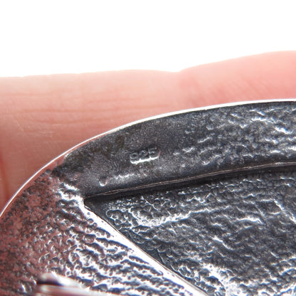 925 Sterling Silver Vintage Modernist Oxidized Pin Brooch