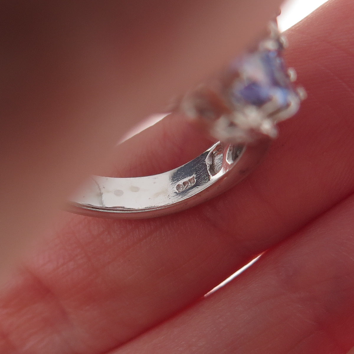 Chuck Clemency 925 Sterling Silver Real Tanzanite Floral Ring Size 8