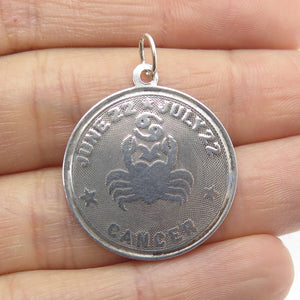 925 Sterling Silver Vintage M&M Cancer Zodiac Sign Charm Pendant