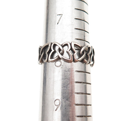 925 Sterling Silver Vintage Butterfly All Around Oxidized Band Ring Size 8